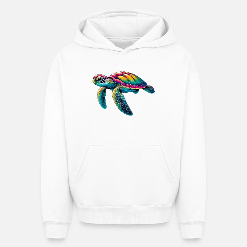 Tortue - Sweat à capuche unisexe oversize épais SPREAD - blanc
