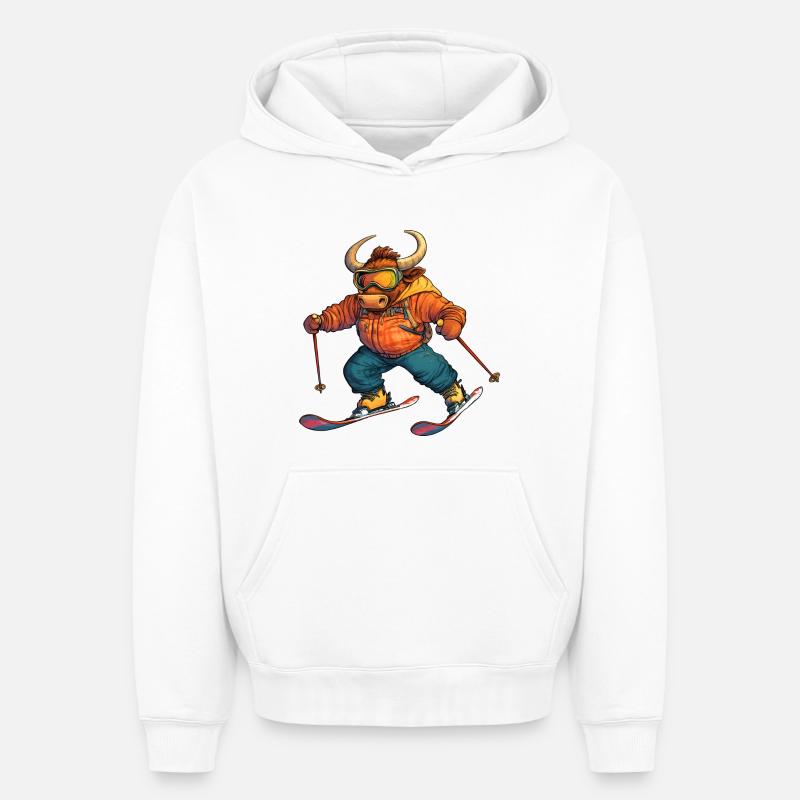Ski Taurus - Sweat à capuche unisexe oversize épais SPREAD - blanc