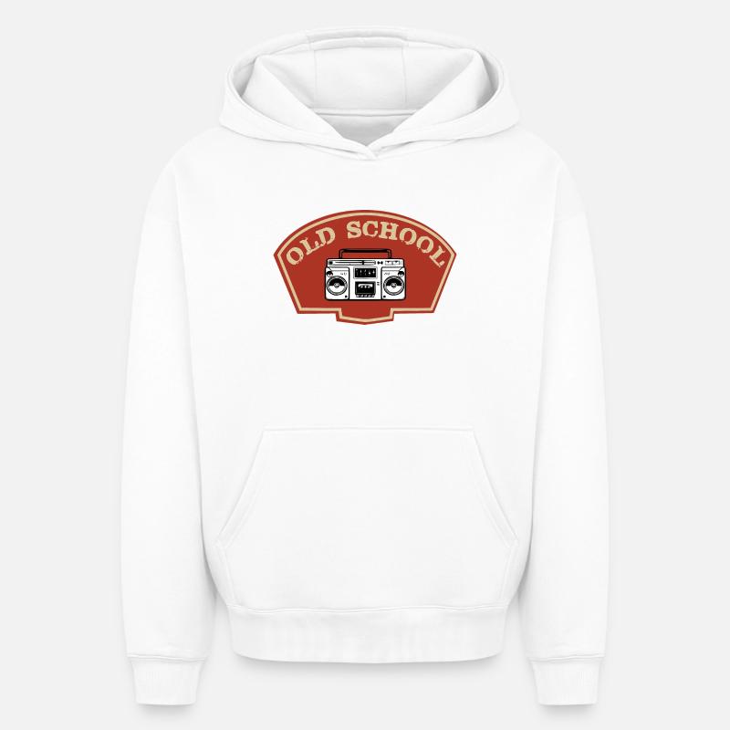 Old school - Sweat à capuche unisexe oversize épais SPREAD - blanc
