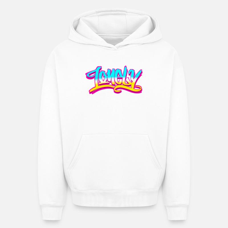 Graffiti solitaire - Sweat à capuche unisexe oversize épais SPREAD - blanc