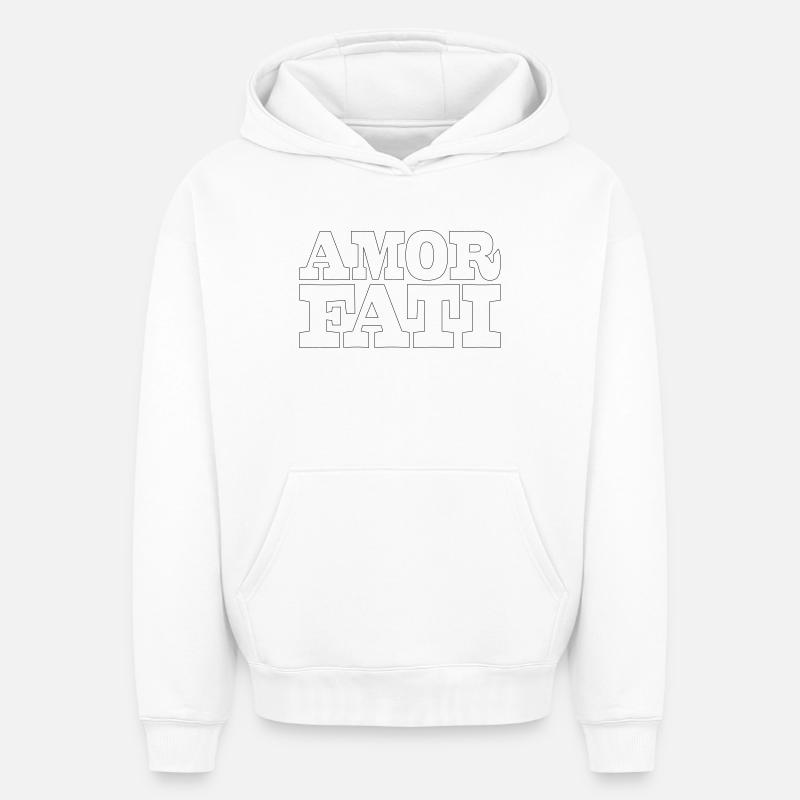 43 AMOR FATI - Sweat à capuche unisexe oversize épais SPREAD - blanc