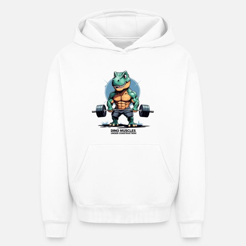 Dino muscles in development - Oversized Heavyweight Unisex Hoodie - white
