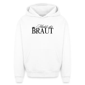 Les filles de la mariée ! Personnalisable - Sweat à capuche unisexe oversize épais SPREAD - blanc - Devant - AI Model Female 172 dark (172cm) & AI Model Male 185 light (185cm)