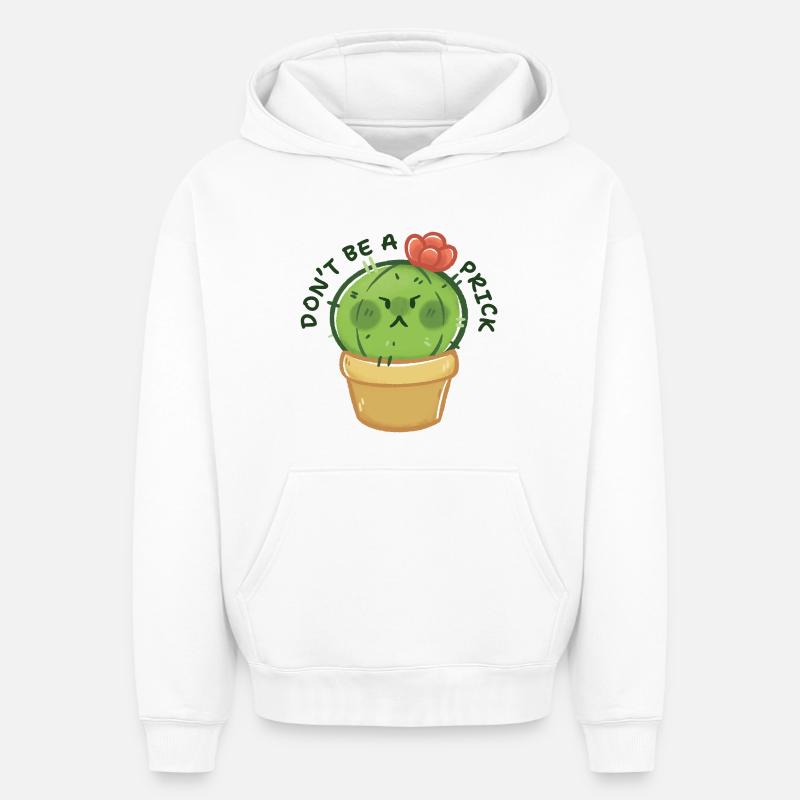 Grumpy Kaktus mit Botschaft - Oversized Heavyweight Unisex Hoodie - Weiß