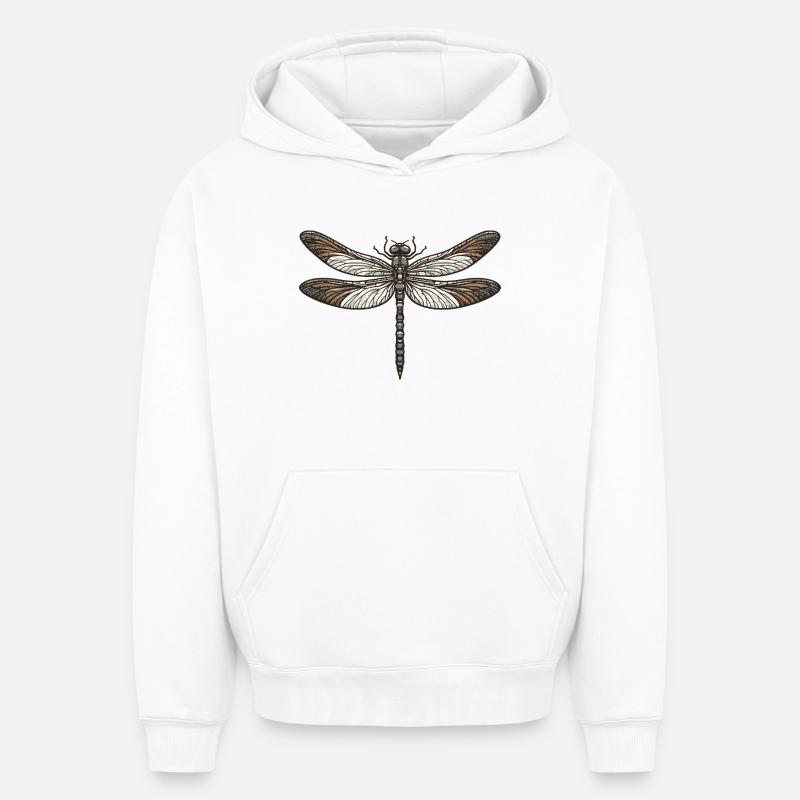 Libellule - Sweat à capuche unisexe oversize épais SPREAD - blanc