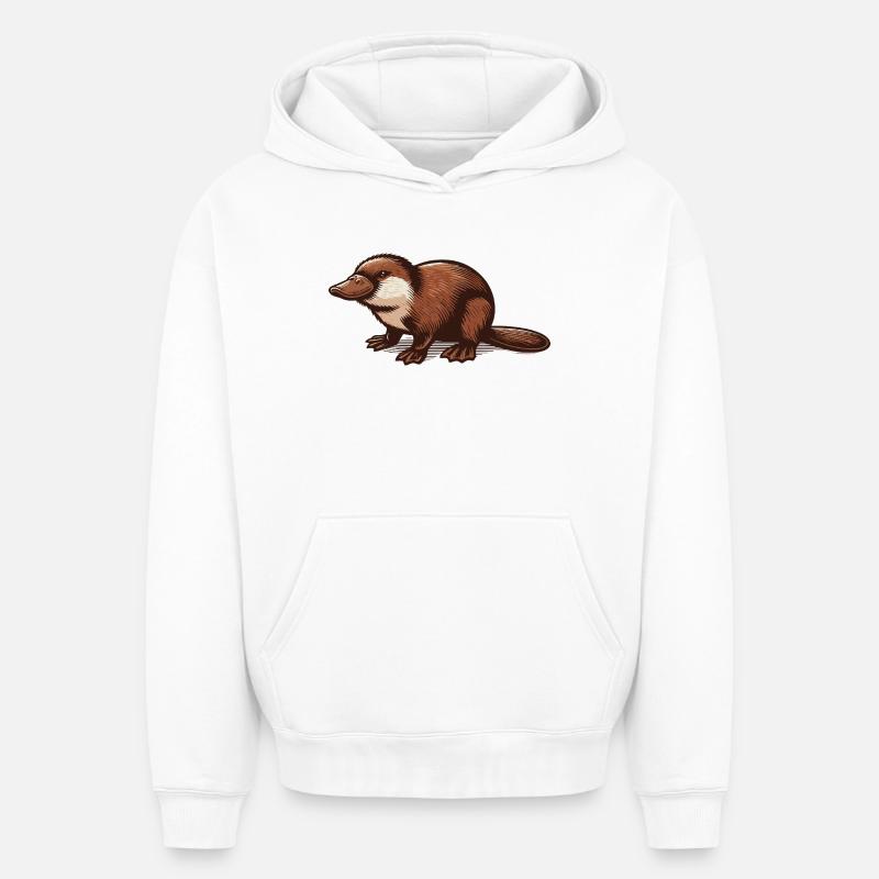 Ornithorynque - Sweat à capuche unisexe oversize épais SPREAD - blanc