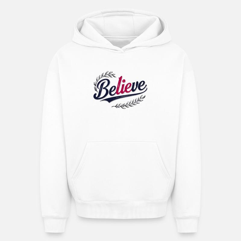 Croire - Sweat à capuche unisexe oversize épais SPREAD - blanc