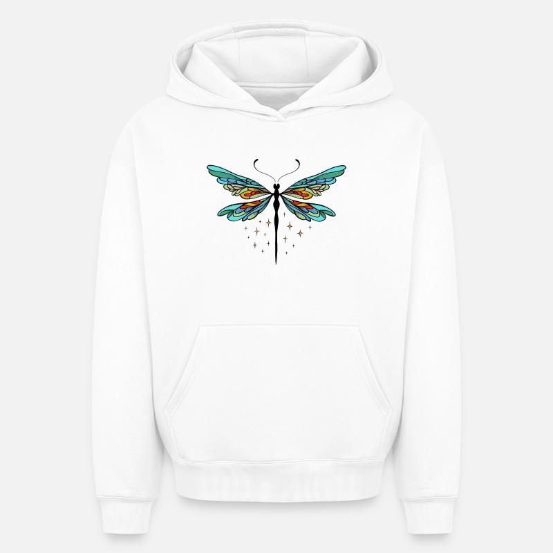 Libelle libellule - Sweat à capuche unisexe oversize épais SPREAD - blanc