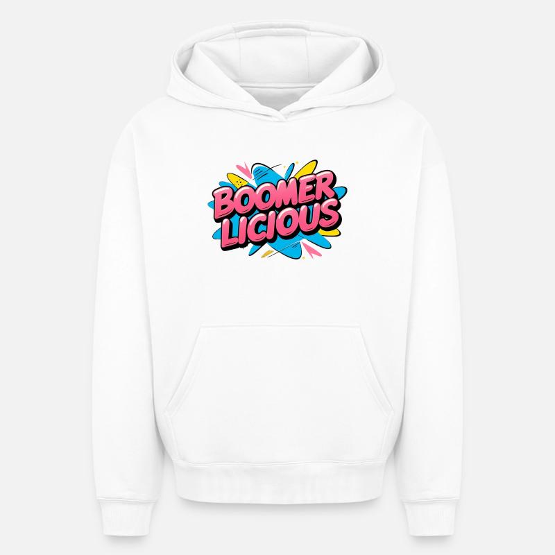 Boomerlicious - Sweat à capuche unisexe oversize épais SPREAD - blanc