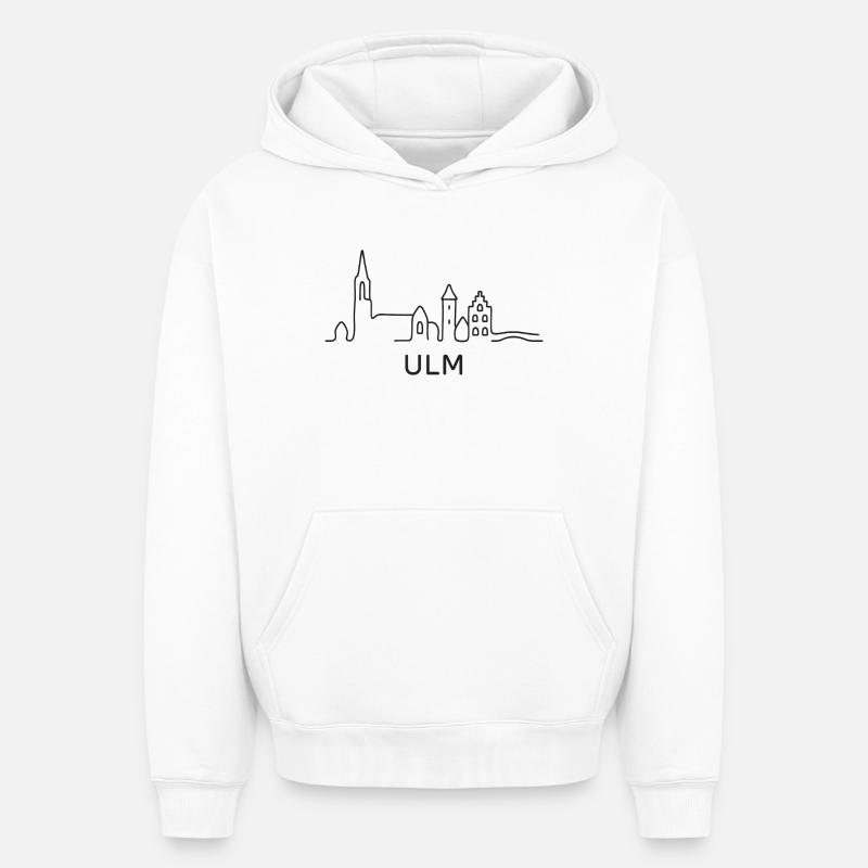 Horizon d’Ulm - Sweat à capuche unisexe oversize épais SPREAD - blanc