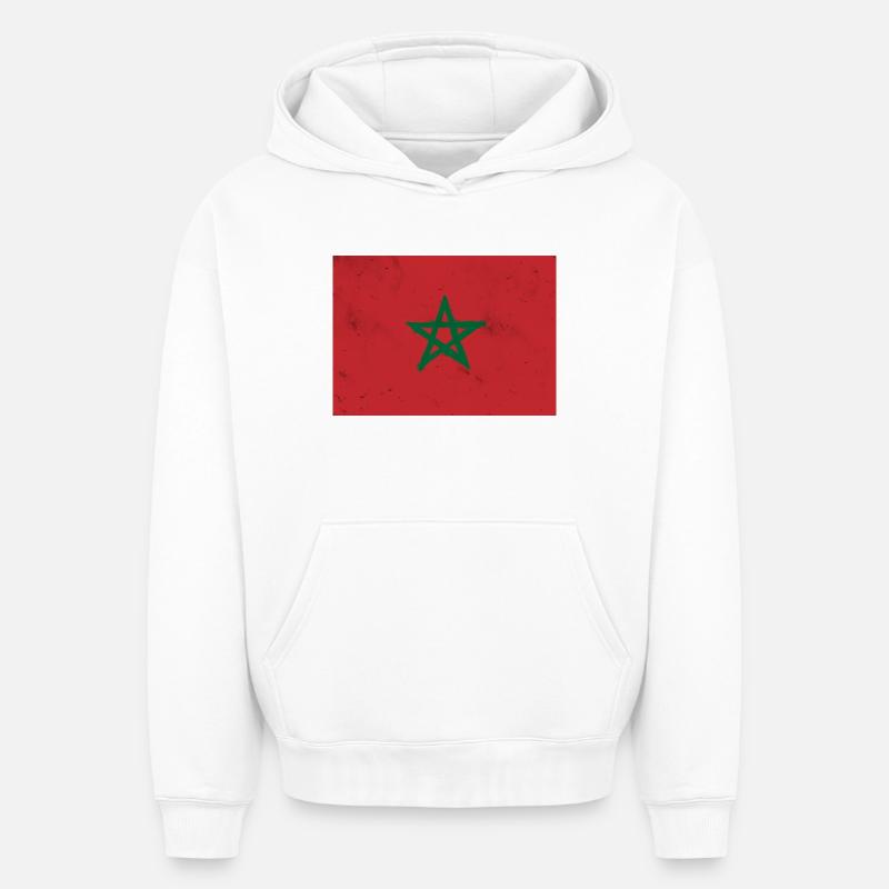 Drapeau du Maroc - Sweat à capuche unisexe oversize épais SPREAD - blanc