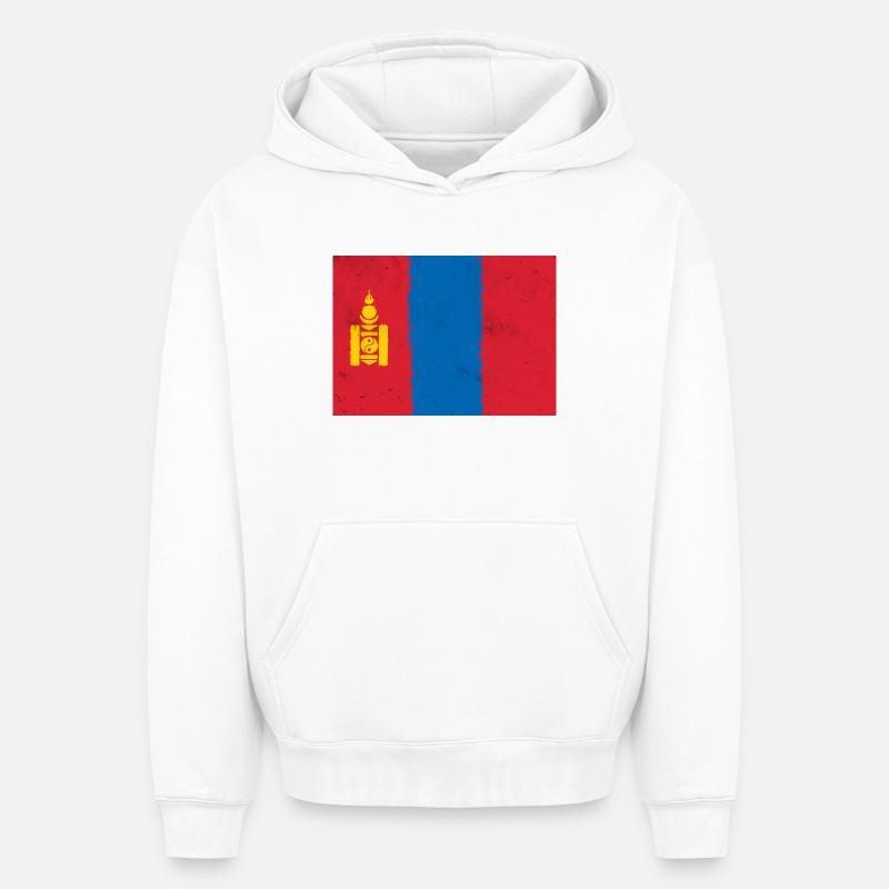 Flagge der Mongolei - Oversized Heavyweight Unisex Hoodie - Weiß