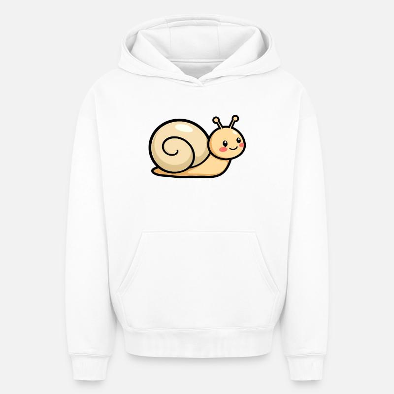 Escargot - Sweat à capuche unisexe oversize épais SPREAD - blanc