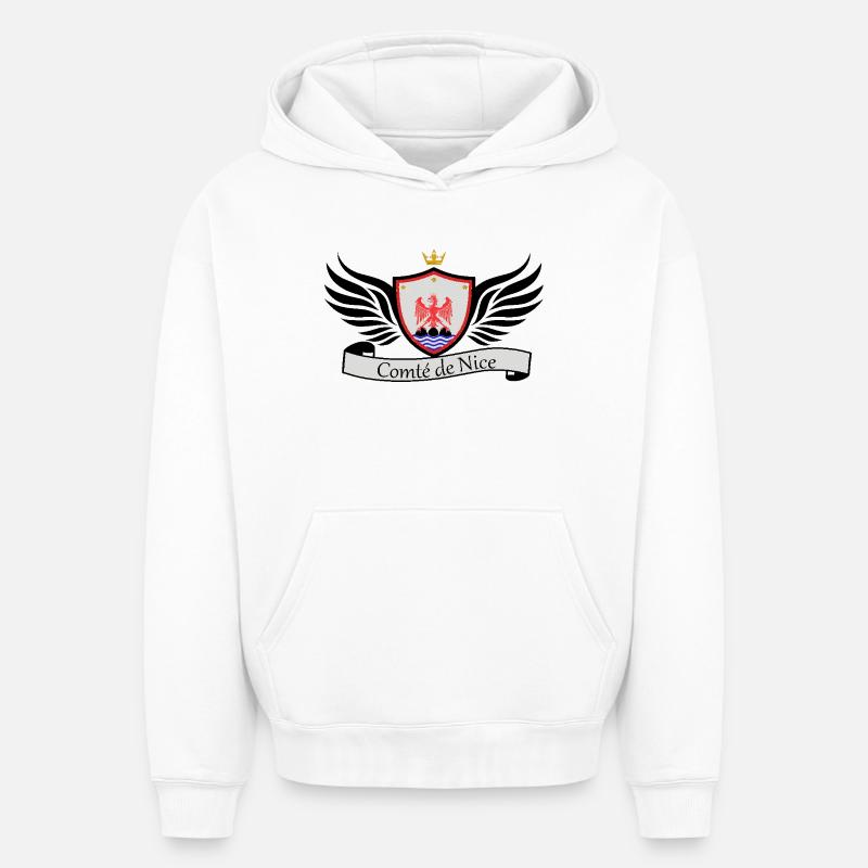 Comté de nice - Sweat à capuche unisexe oversize épais SPREAD - blanc