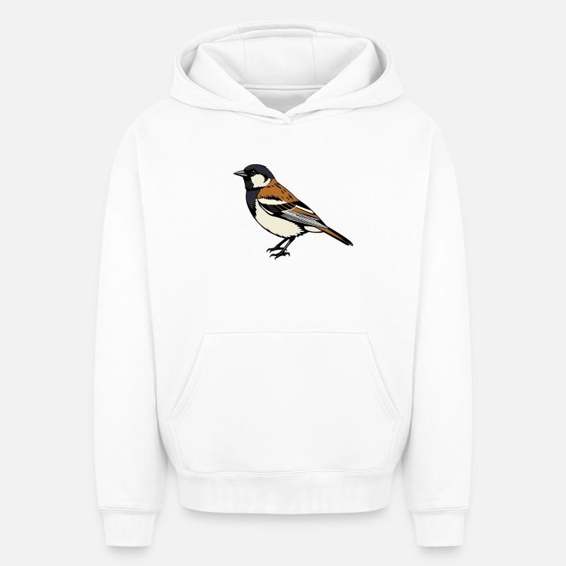 Moineau Oiseau - Sweat à capuche unisexe oversize épais SPREAD - blanc