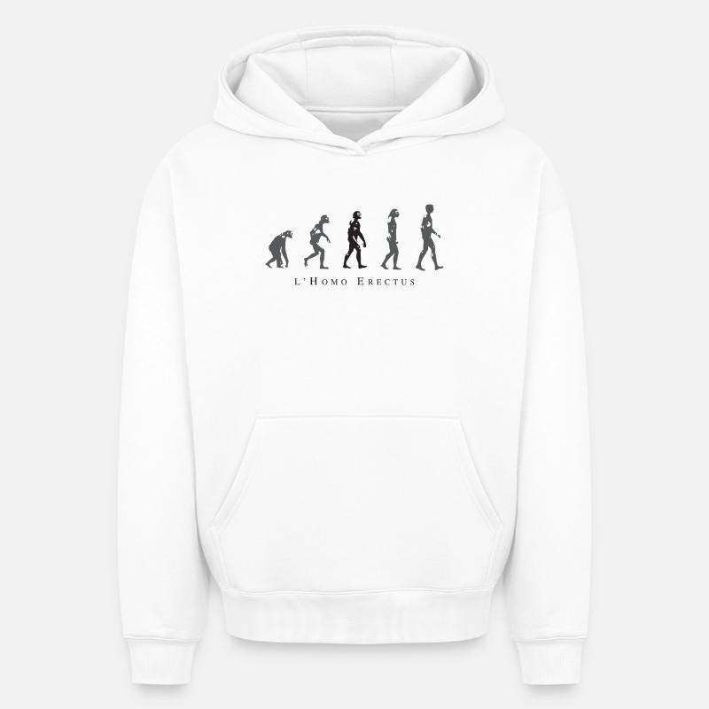 Évolution de la Position Humaine - Sweat à capuche unisexe oversize épais SPREAD - blanc