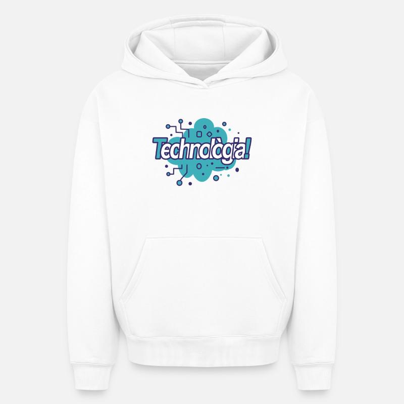 Technologie - Sweat à capuche unisexe oversize épais SPREAD - blanc