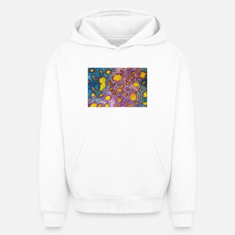 Micro - Sweat à capuche unisexe oversize épais SPREAD - blanc