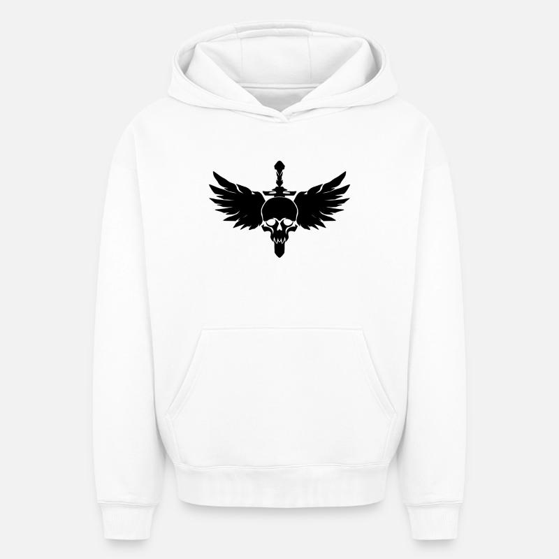 crâne - Sweat à capuche unisexe oversize épais SPREAD - blanc