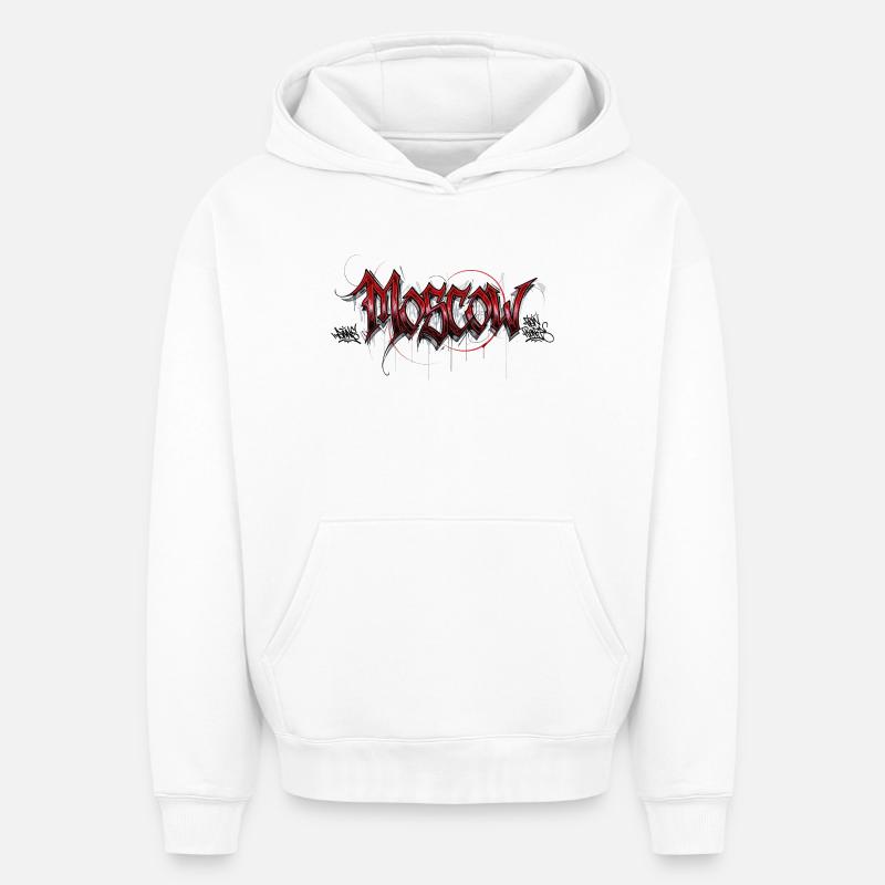 Moscou - Sweat à capuche unisexe oversize épais SPREAD - blanc