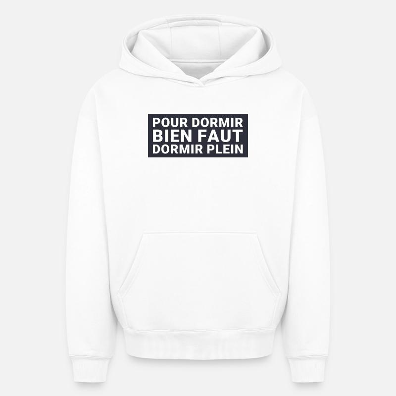 Dormir_bien - Sweat à capuche unisexe oversize épais SPREAD - blanc