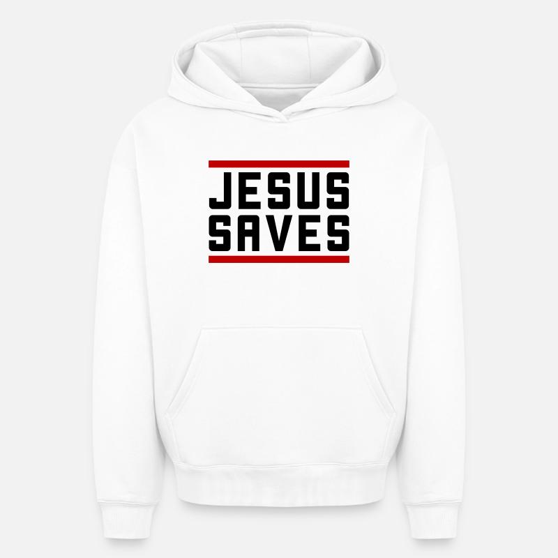 Jésus sauve d’une manière chrétienne - Sweat à capuche unisexe oversize épais SPREAD - blanc
