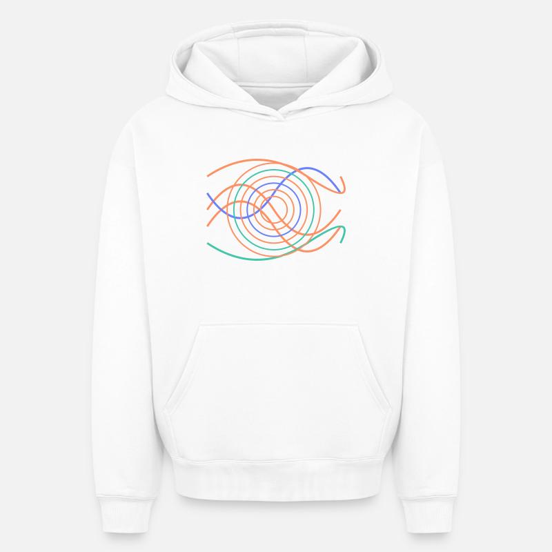 Conception abstraite des vagues - Sweat à capuche unisexe oversize épais SPREAD - blanc