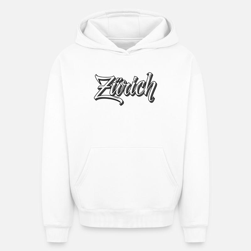 Zurich - Sweat à capuche unisexe oversize épais SPREAD - blanc