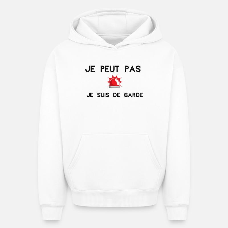 pompier - Sweat à capuche unisexe oversize épais SPREAD - blanc