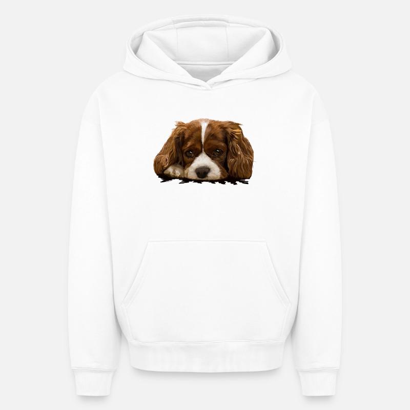 épagneul - Sweat à capuche unisexe oversize épais SPREAD - blanc