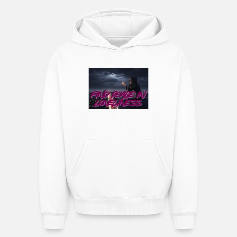 Paix solitaire - Sweat à capuche unisexe oversize épais SPREAD - blanc