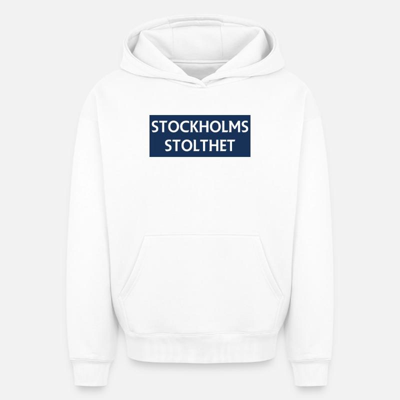 Fierté de Stockholm - Sweat à capuche unisexe oversize épais SPREAD - blanc
