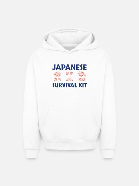 Japanese Sushi Survival Kit Design - Oversized Heavyweight Unisex Hoodie - white