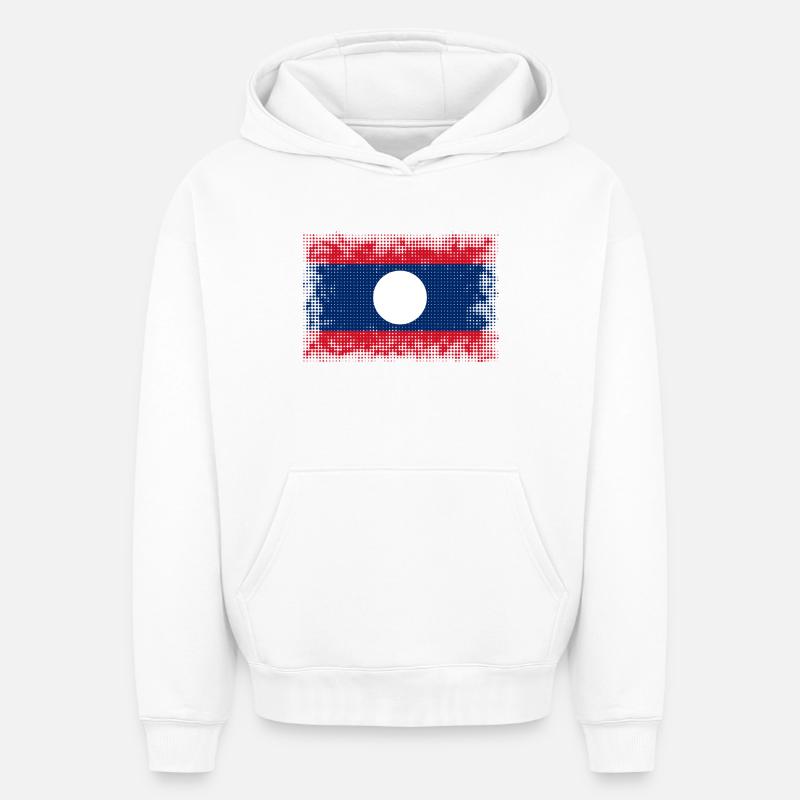 Laos - Sweat à capuche unisexe oversize épais SPREAD - blanc
