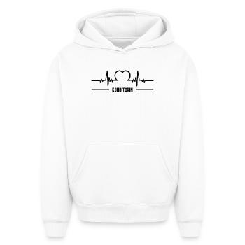 Battement de cœur chef pâtissier coeur ECG chef pâtissier femmes - Sweat à capuche unisexe oversize épais SPREAD - blanc - Devant - AI Model Female 172 dark (172cm) & AI Model Male 185 light (185cm)
