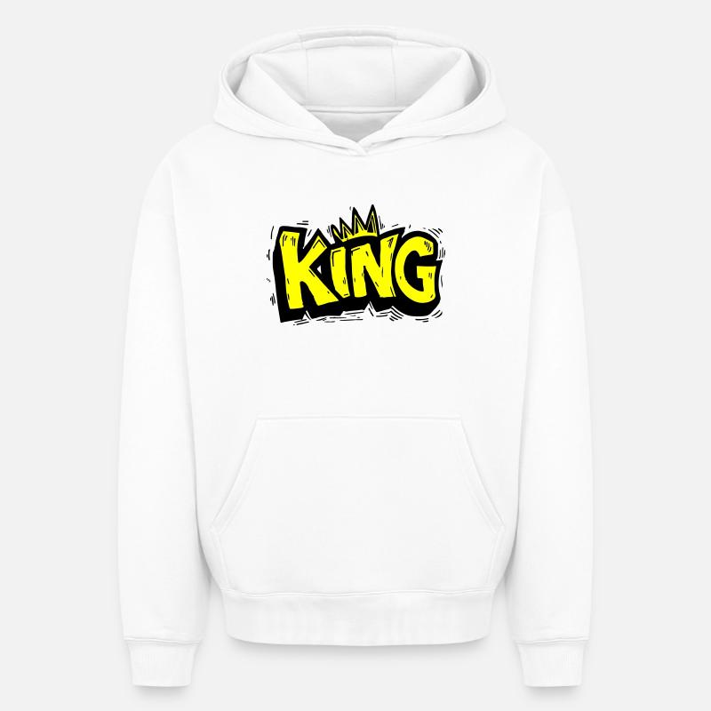 Lettrage King Graffiti - Sweat à capuche unisexe oversize épais SPREAD - blanc