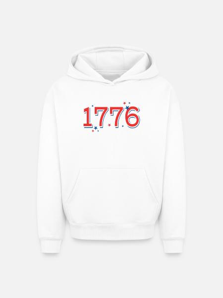 Rot-BlauSterneCelebrationDesign - Oversized Heavyweight Unisex Hoodie - Weiß