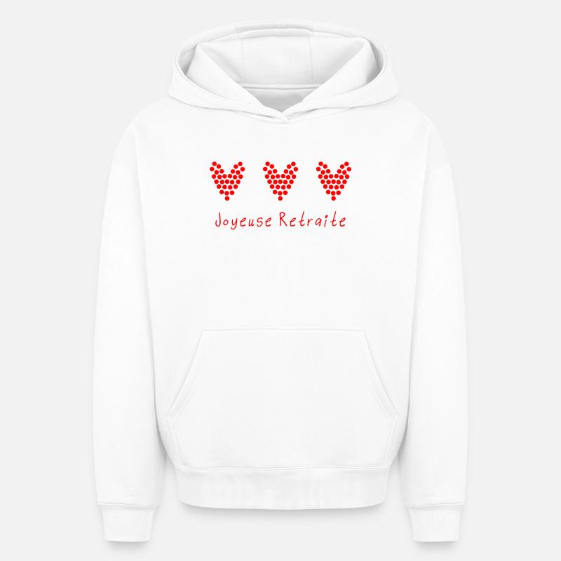 RETRAITE. RETRAITE. RETRAITEE. RETRAITE - Sweat à capuche unisexe oversize épais SPREAD - blanc