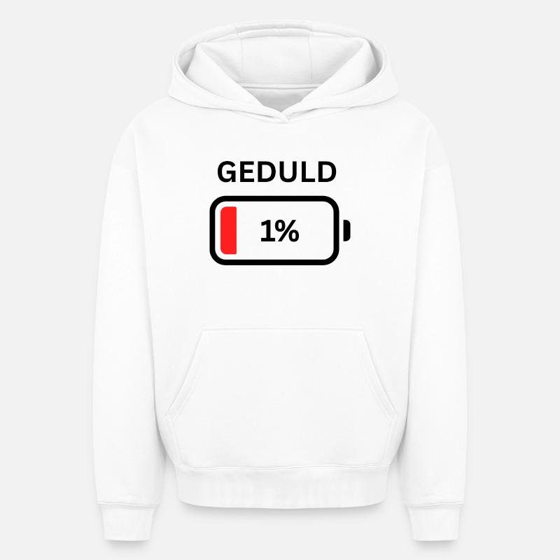 Patience - 1 % Design - Sweat à capuche unisexe oversize épais SPREAD - blanc