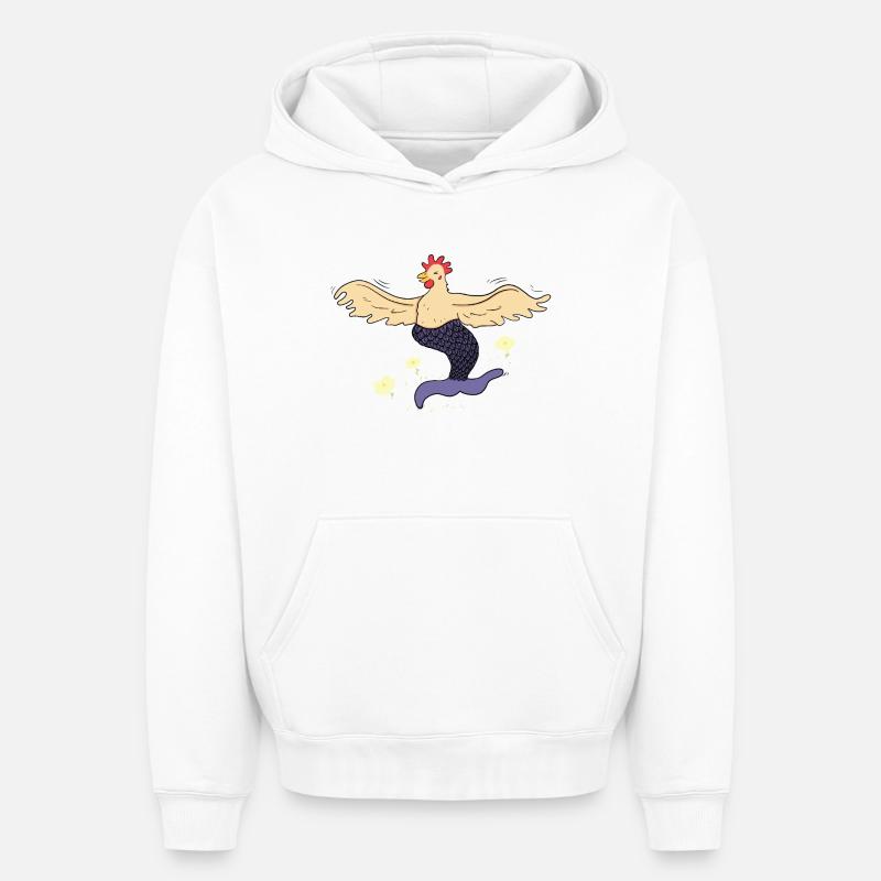 Joyeuse poule-sirène - Sweat à capuche unisexe oversize épais SPREAD - blanc