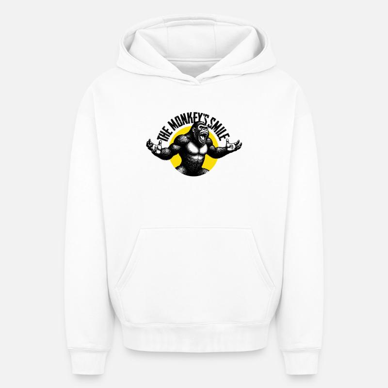 Gorille Rugissant - Sweat à capuche unisexe oversize épais SPREAD - blanc