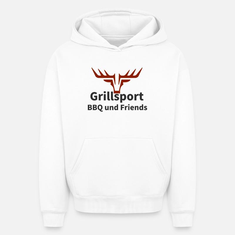 BBQ BBQ Friends Logo - Sweat à capuche unisexe oversize épais SPREAD - blanc