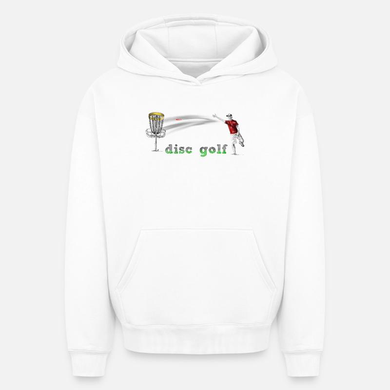 Disc Golf - Sweat à capuche unisexe oversize épais SPREAD - blanc