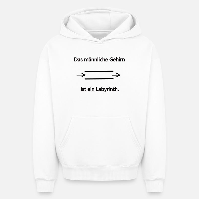 Labyrinthe mâle - Sweat à capuche unisexe oversize épais SPREAD - blanc