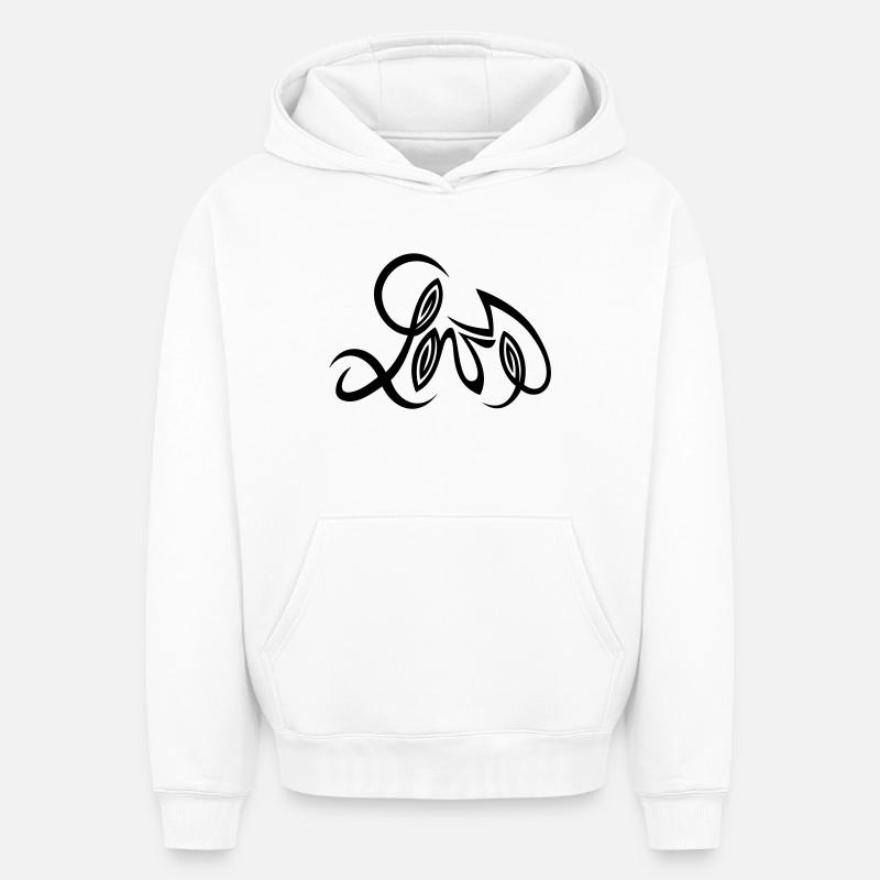 Design d’amour réalisé par Cean - Sweat à capuche unisexe oversize épais SPREAD - blanc