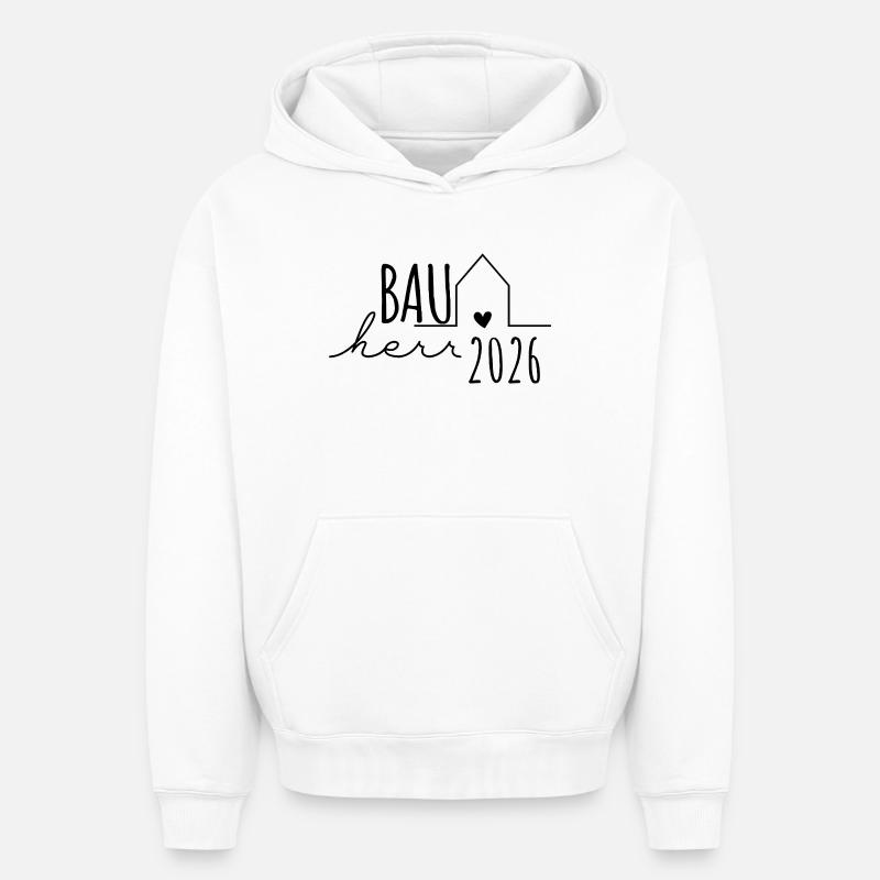 Constructeur 2026 Maison Construction Cadeau Homme - Sweat à capuche unisexe oversize épais SPREAD - blanc