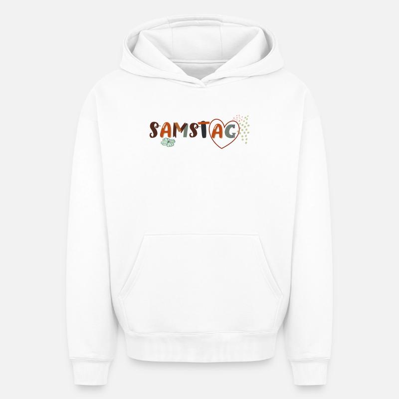 Samedi en semaine - Sweat à capuche unisexe oversize épais SPREAD - blanc