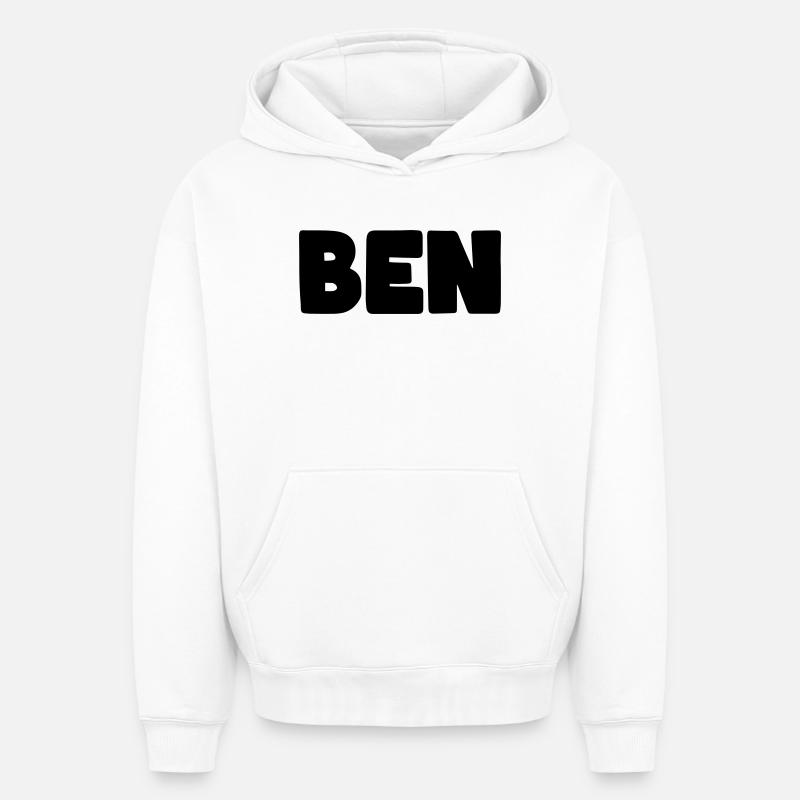 Nom Ben - Sweat à capuche unisexe oversize épais SPREAD - blanc