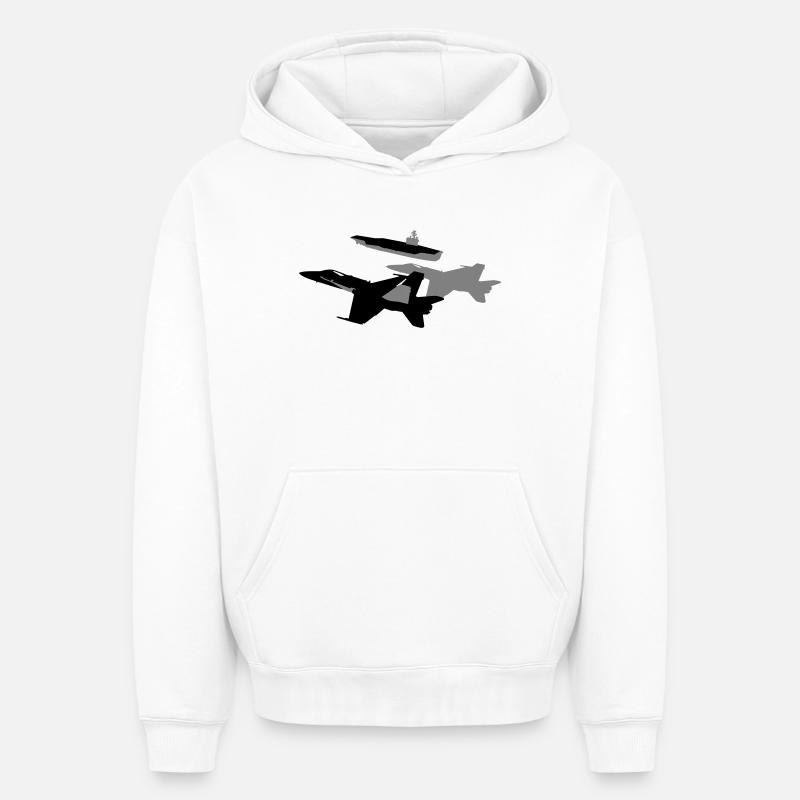 Jets Silhouette - Sweat à capuche unisexe oversize épais SPREAD - blanc