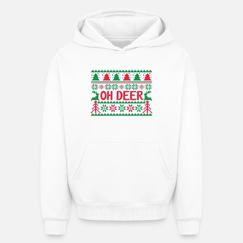 Hässlicher Pullover - Oh Hirsch - Oversized Heavyweight Unisex Hoodie - Weiß